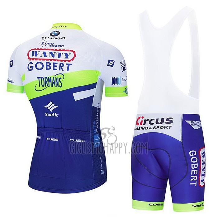 Wanty-Gobert Cycling Team Cycling Jersey Bib Short 2021 Short Sleeve Blue White Yellow